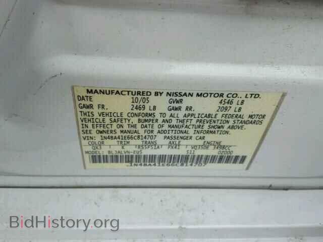 2006 NISSAN MAXIMA - VIN: 1N4BA41E66C814707 - Фото 10