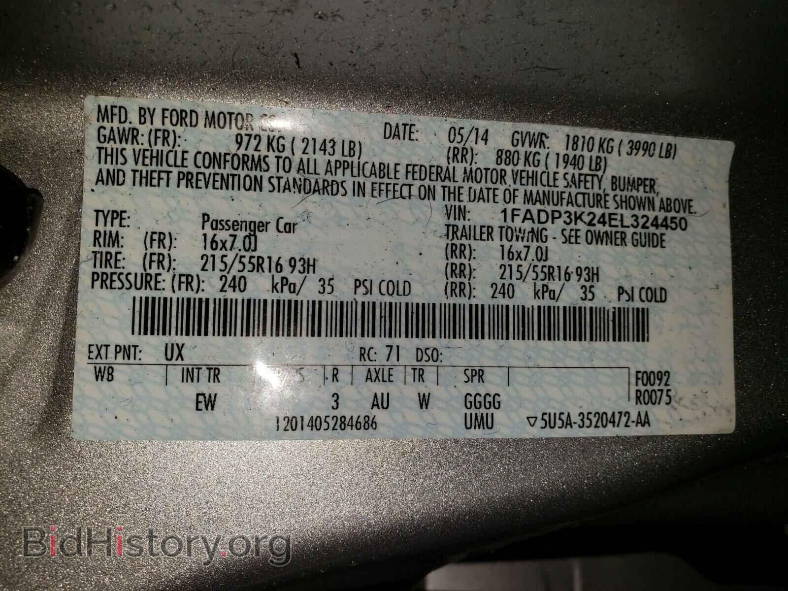 2014 FORD FOCUS - VIN: 1FADP3K24EL324450 - Фото 10