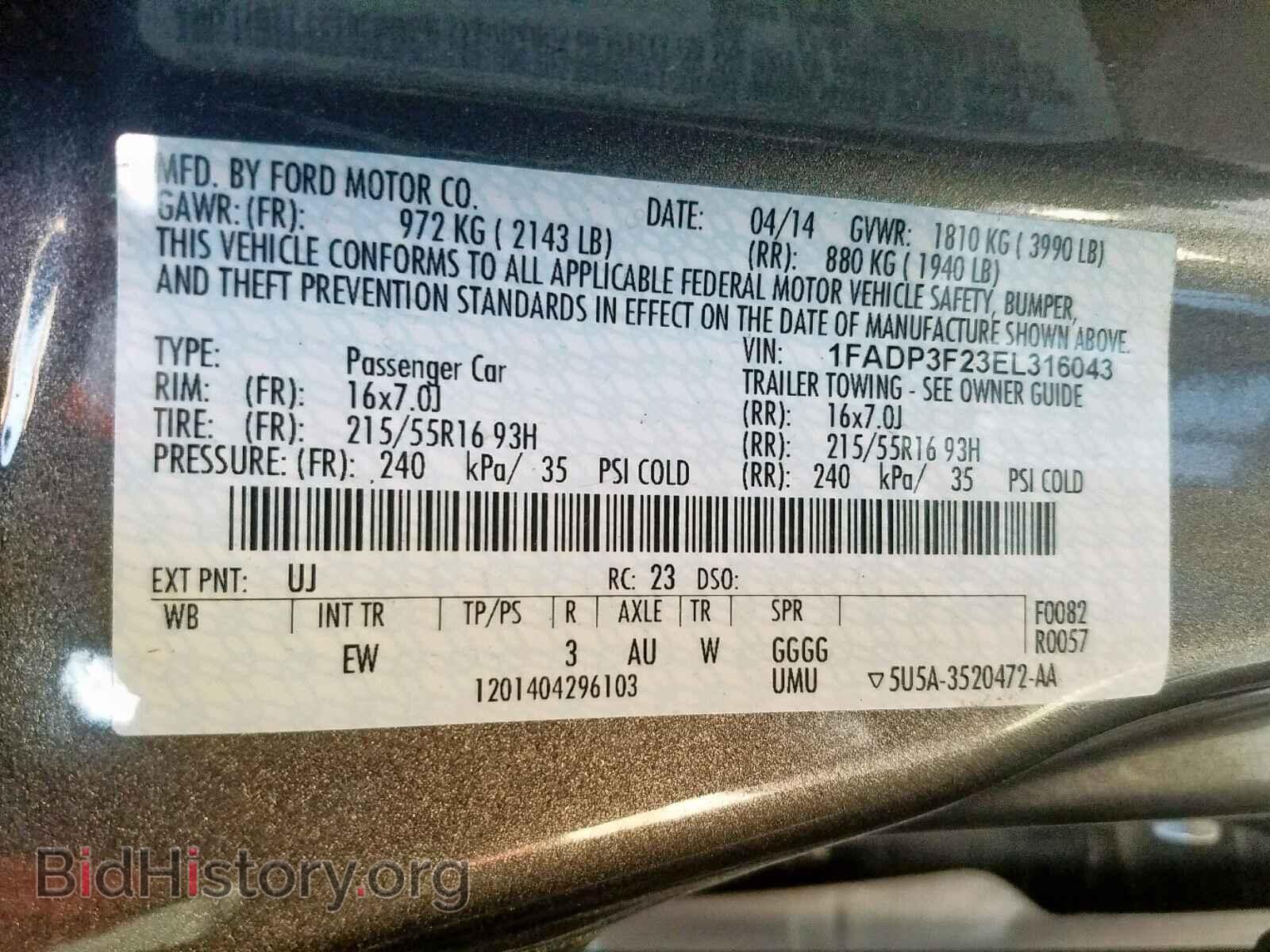 2014 FORD FOCUS SE - VIN: 1FADP3F23EL316043 - Фото 10