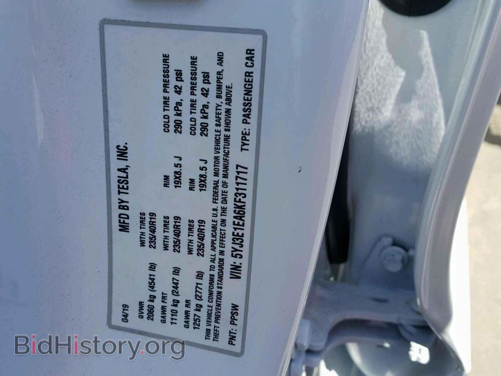 2019 TESLA MODEL 3 - VIN: 5YJ3E1EA6KF311717 - Фото 10