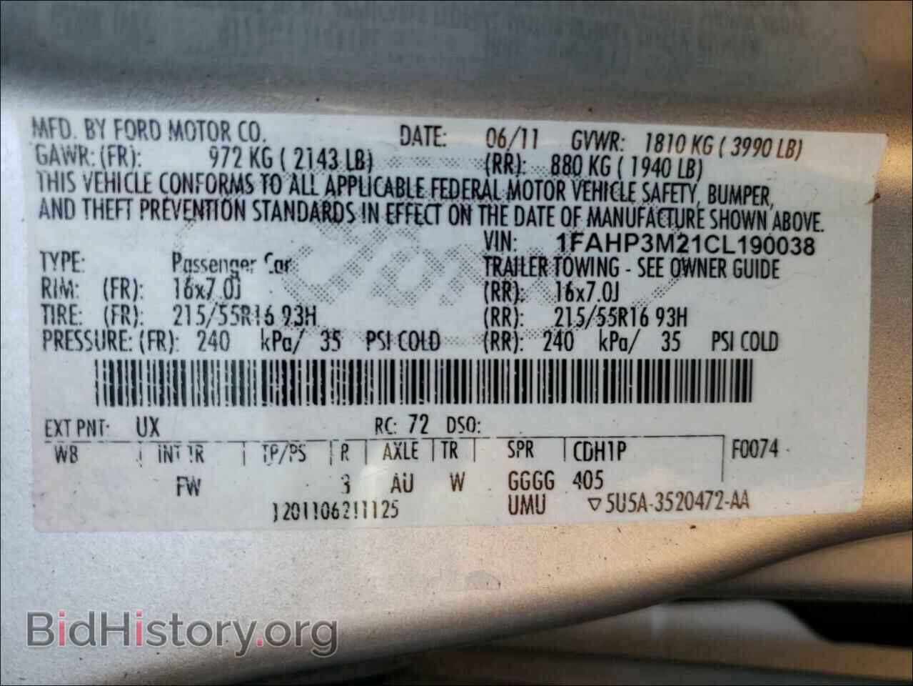 2012 FORD FOCUS - VIN: 1FAHP3M21CL190038 - Photo 10