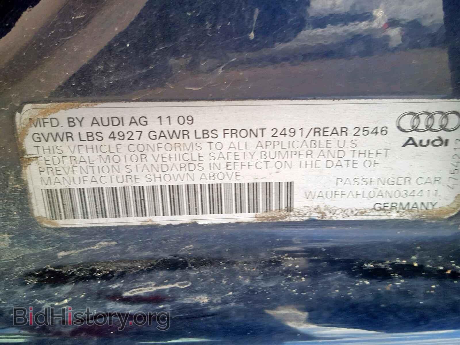 2010 AUDI A4 - VIN: WAUFFAFL0AN034411 - Фото 10