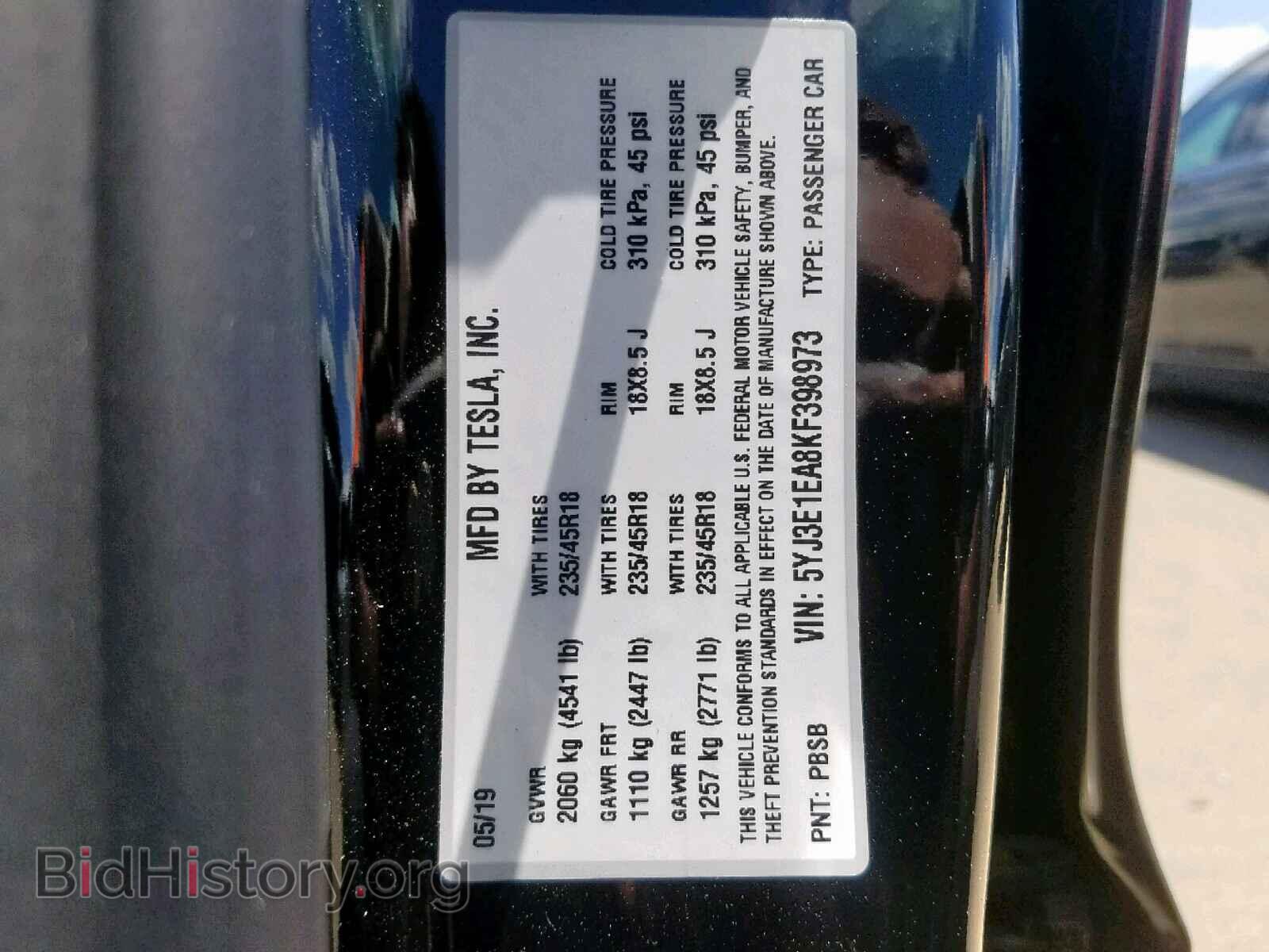 2019 TESLA MODEL 3 - VIN: 5YJ3E1EA8KF398973 - Фото 10