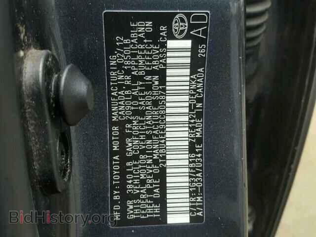 2012 TOYOTA COROLLA - VIN: 2T1BU4EE9CC805871 - Photo 9