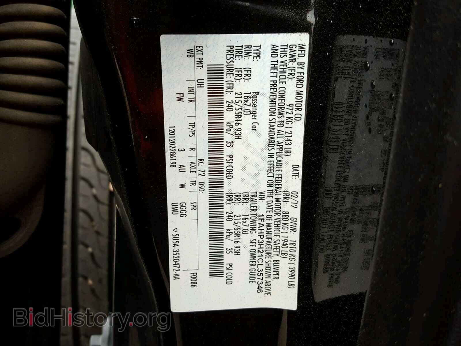 2012 Ford FOCUS (VIN 1FAHP3H21CL357346) — photo 10 of 10