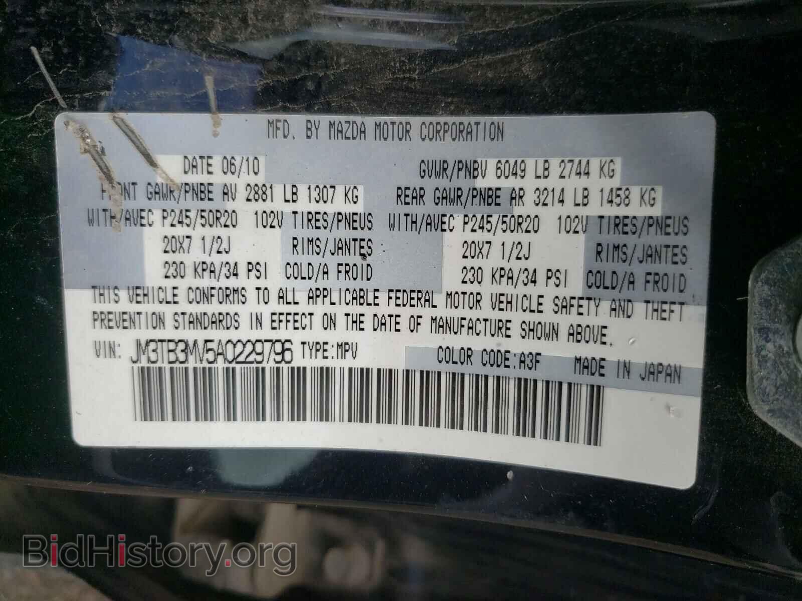 2010 MAZDA CX-9 - VIN: JM3TB3MV5A0229796 - Фото 10