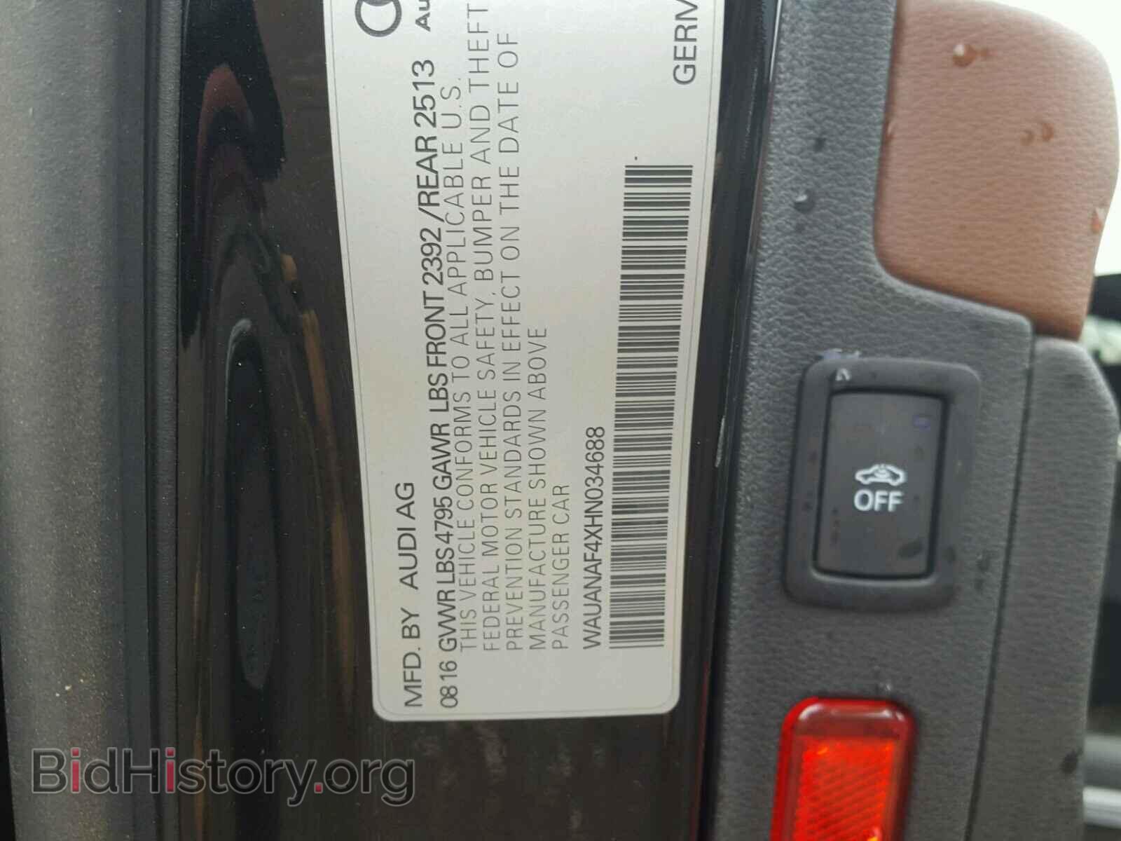 2017 AUDI A4 - VIN: WAUANAF4XHN034688 - Фото 10