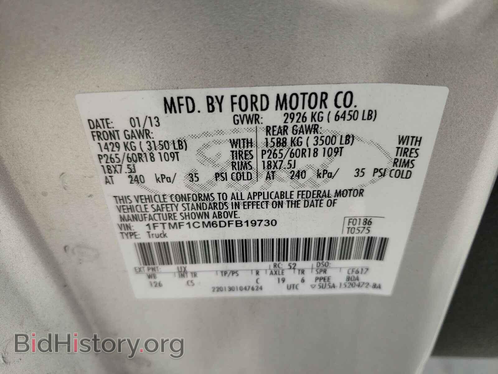 2013 FORD F150 - VIN: 1FTMF1CM6DFB19730 - Фото 10