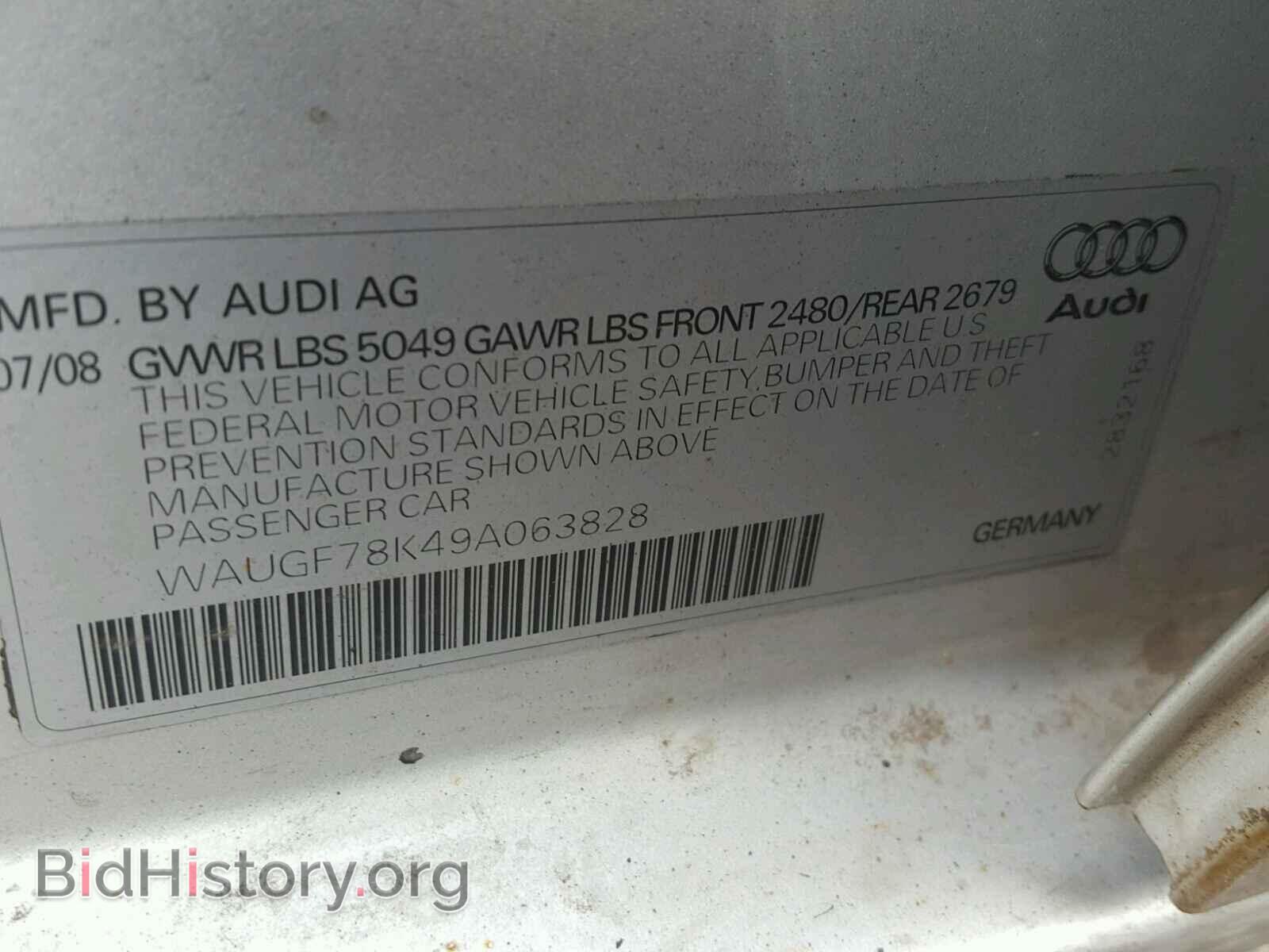 2009 AUDI A4 - VIN: WAUGF78K49A063828 - Фото 10
