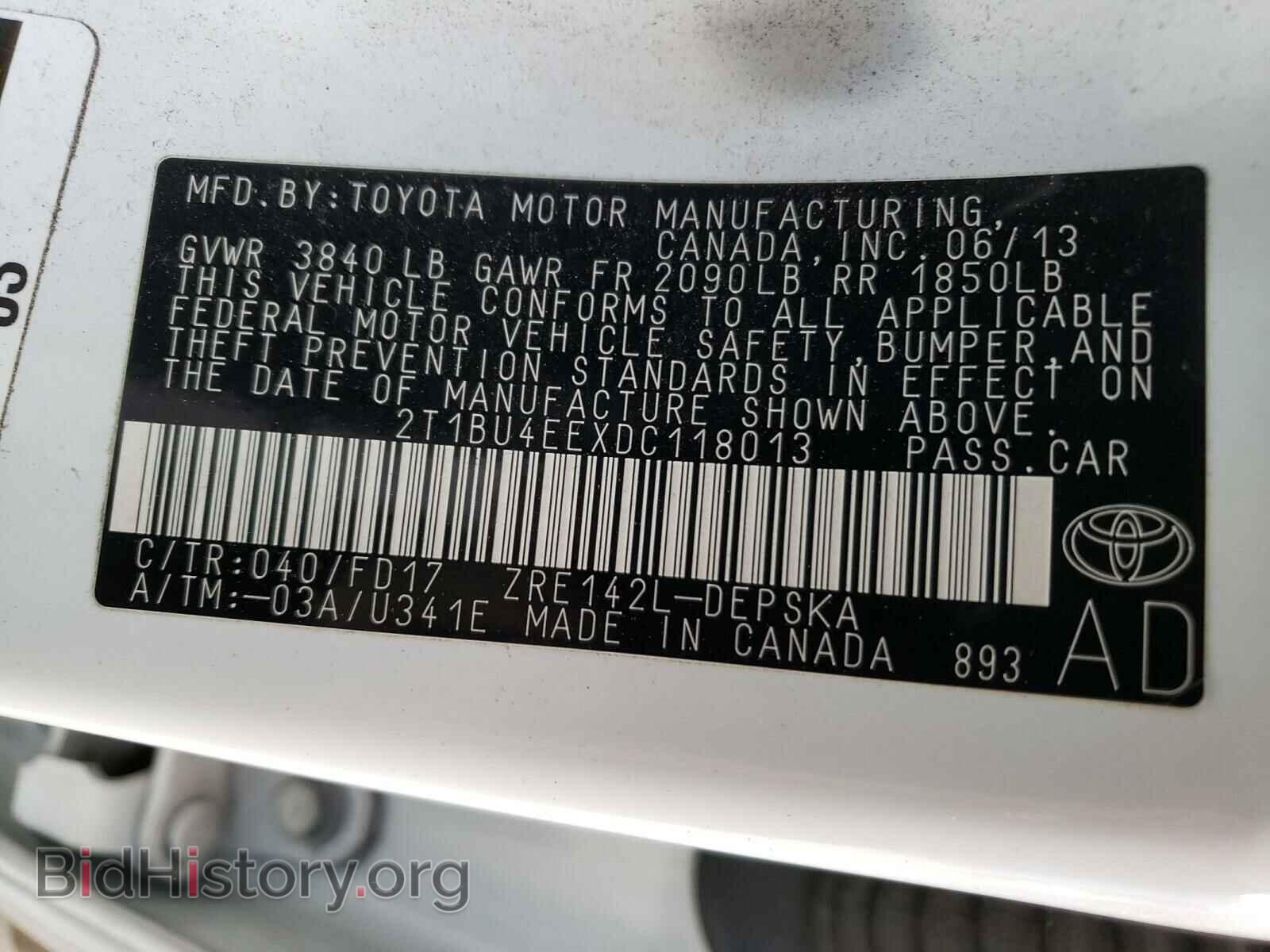 2013 TOYOTA COROLLA - VIN: 2T1BU4EEXDC118013 - Фото 10