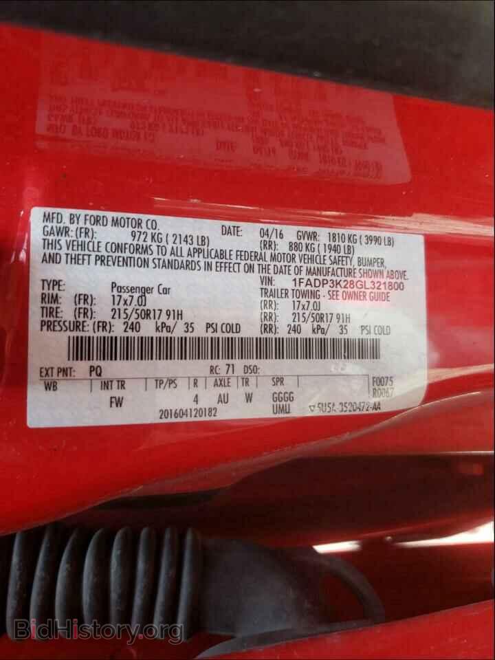 2016 FORD FOCUS - VIN: 1FADP3K28GL321800 - Фото 10