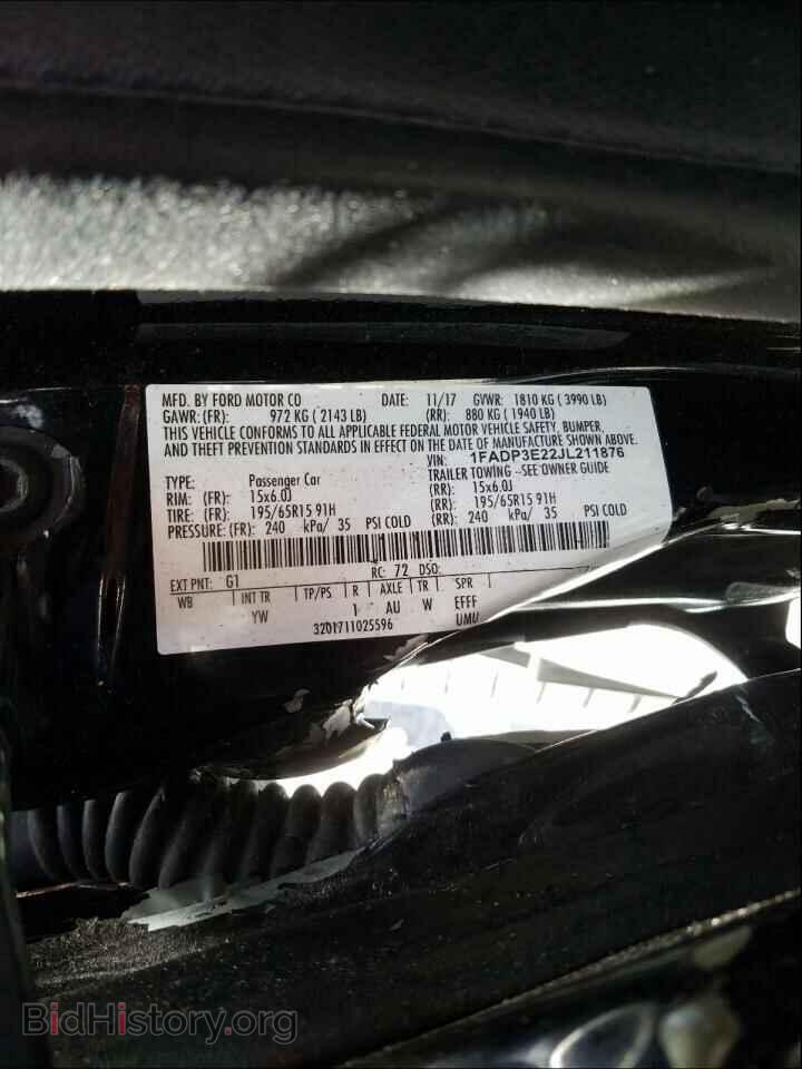 2018 FORD FOCUS - VIN: 1FADP3E22JL211876 - Фото 10