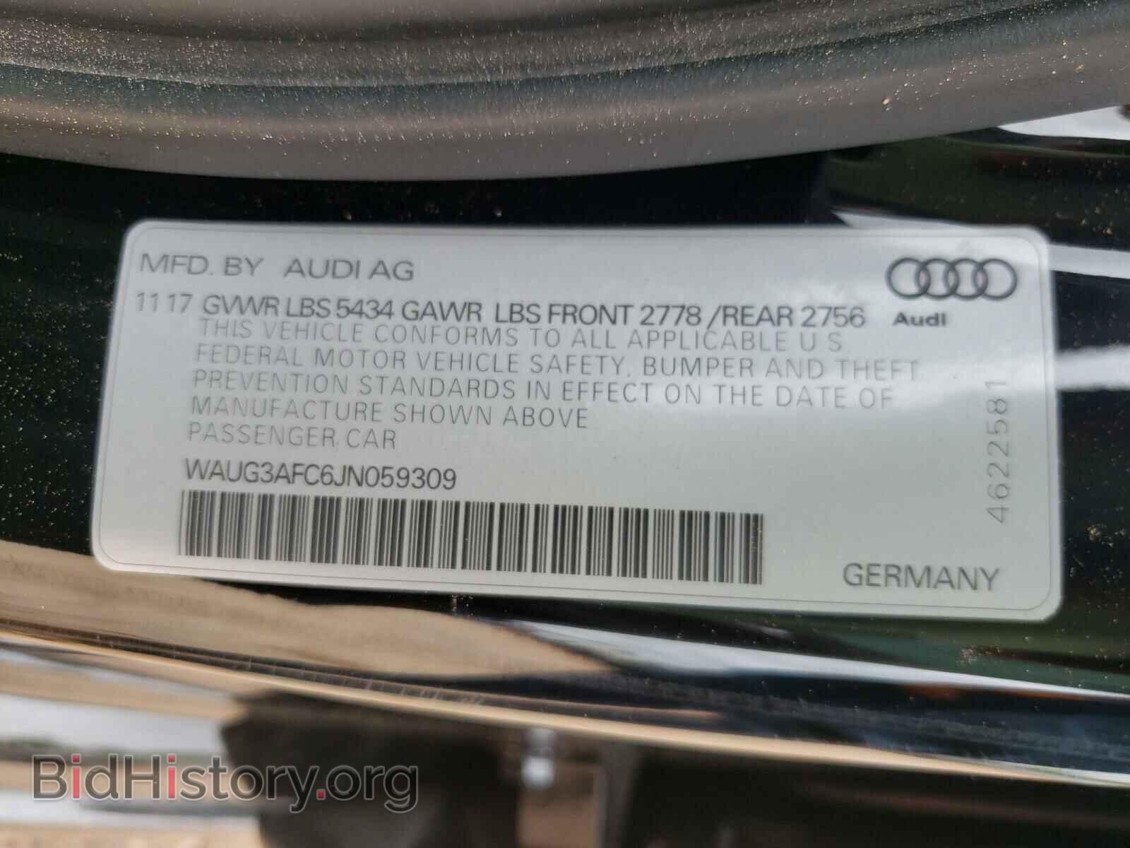 2018 AUDI A6 - VIN: WAUG3AFC6JN059309 - Photo 10