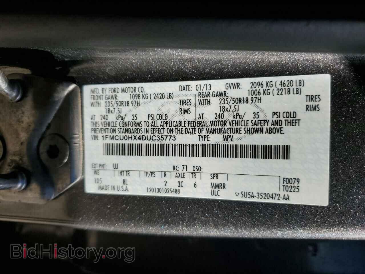 2013 FORD ESCAPE - VIN: 1FMCU0HX4DUC35773 - Фото 13