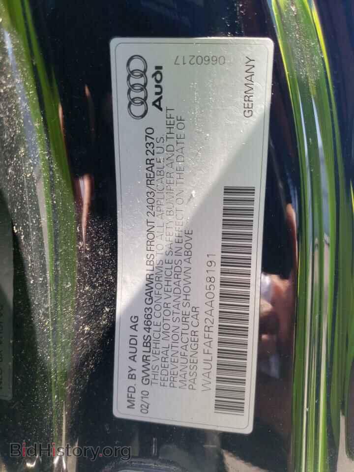 2010 AUDI A5 - VIN: WAULFAFR2AA058191 - Фото 10
