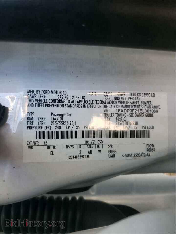 2014 FORD FOCUS - VIN: 1FADP3F21EL301069 - Фото 10