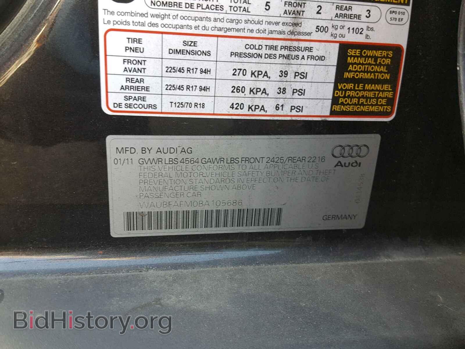 2011 AUDI A3 - VIN: WAUBFAFM0BA105686 - Photo 10