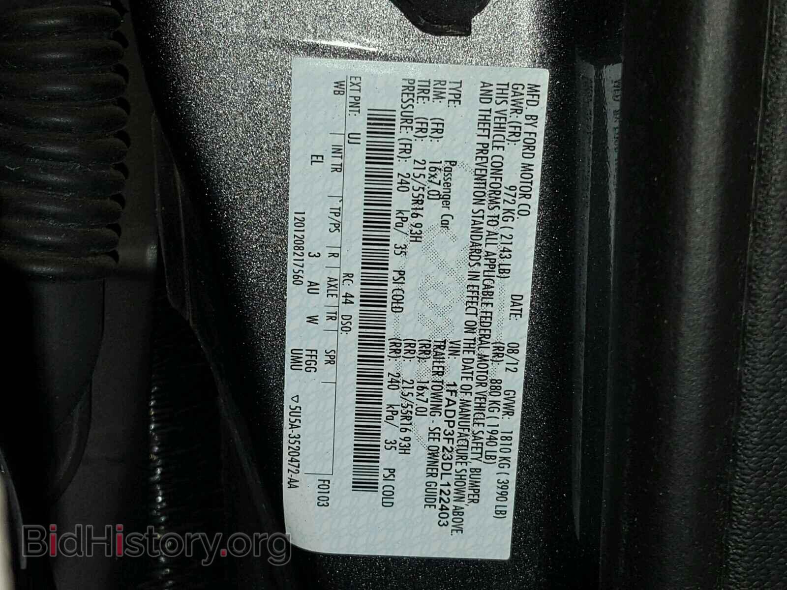 2013 FORD FOCUS - VIN: 1FADP3F23DL122403 - Фото 10
