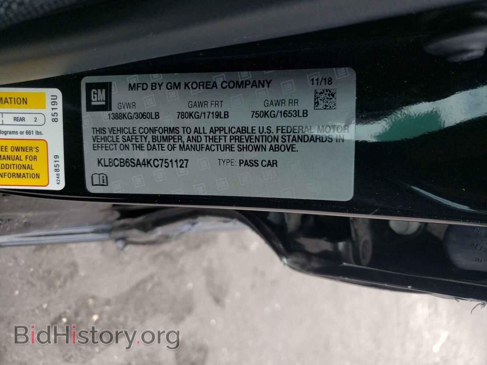 2019 CHEVROLET SPARK - VIN: KL8CB6SA4KC751127 - Фото 10