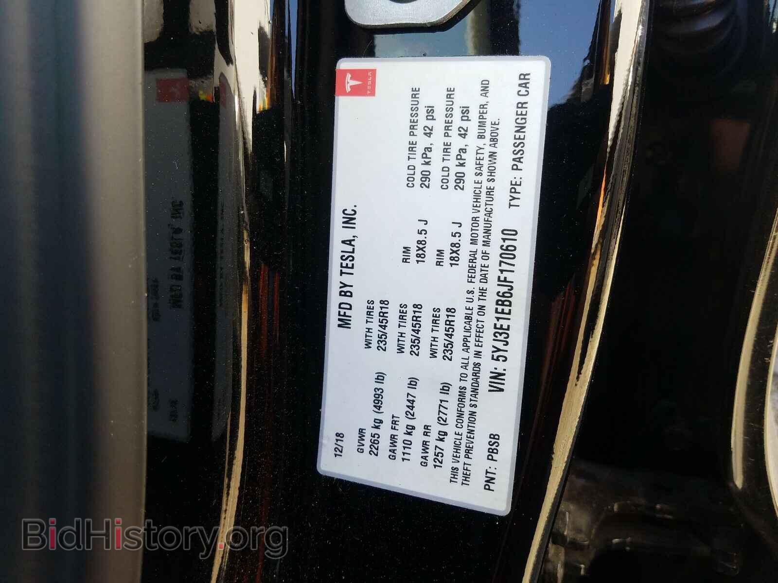 2018 TESLA MODEL 3 - VIN: 5YJ3E1EB6JF170610 - Фото 10