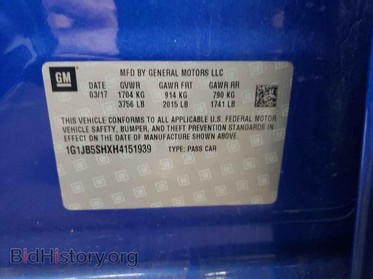 2017 CHEVROLET SONIC - VIN: 1G1JB5SHXH4151939 - Фото 12