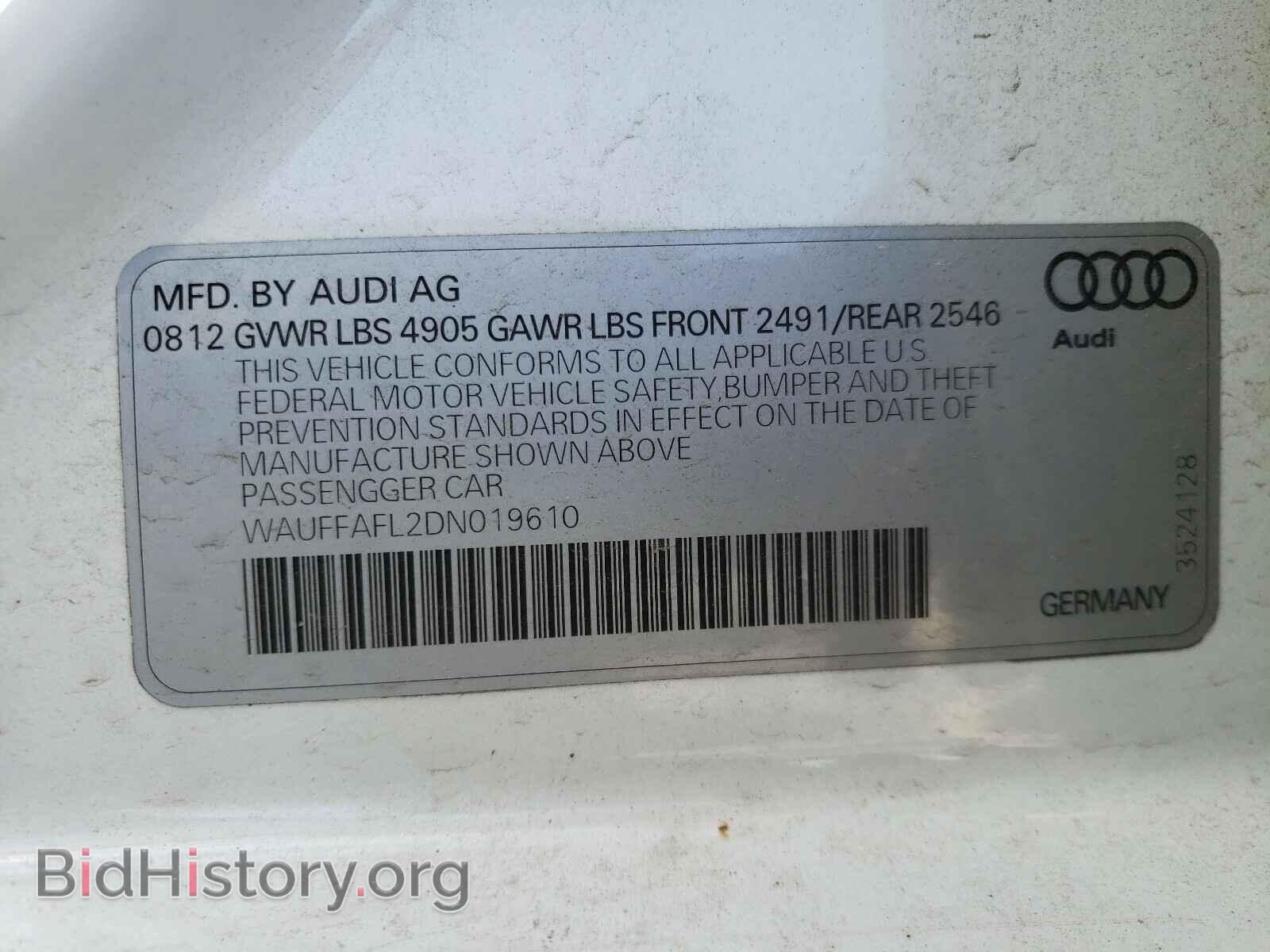 2013 AUDI A4 - VIN: WAUFFAFL2DN019610 - Фото 10