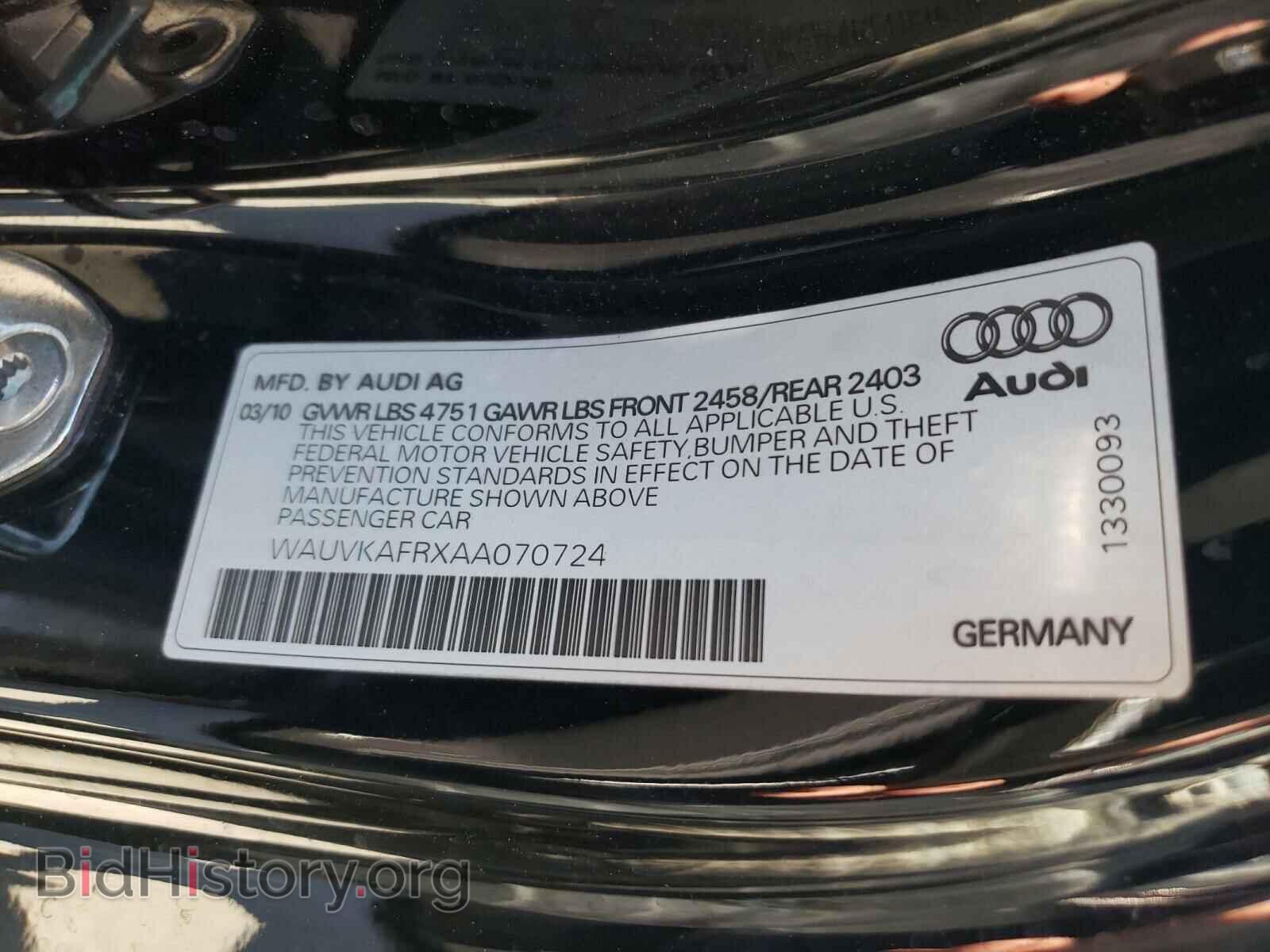 2010 AUDI A5 - VIN: WAUVKAFRXAA070724 - Фото 10