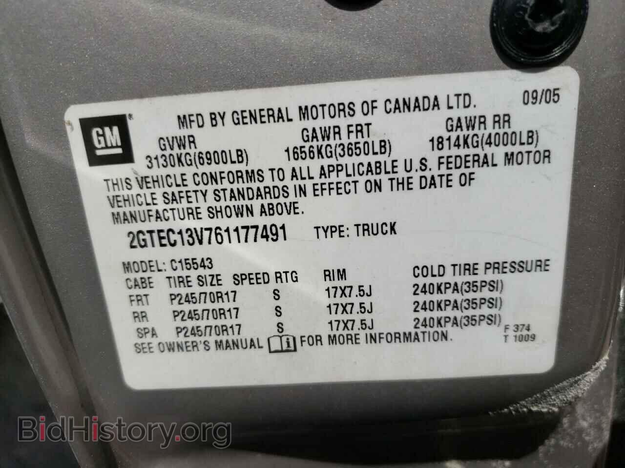 2006 GMC SIERRA - VIN: 2GTEC13V761177491 - Фото 10