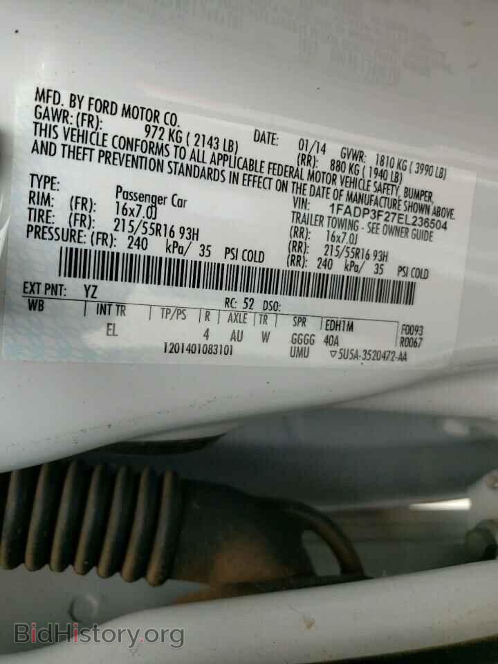 2014 FORD FOCUS - VIN: 1FADP3F27EL236504 - Фото 10