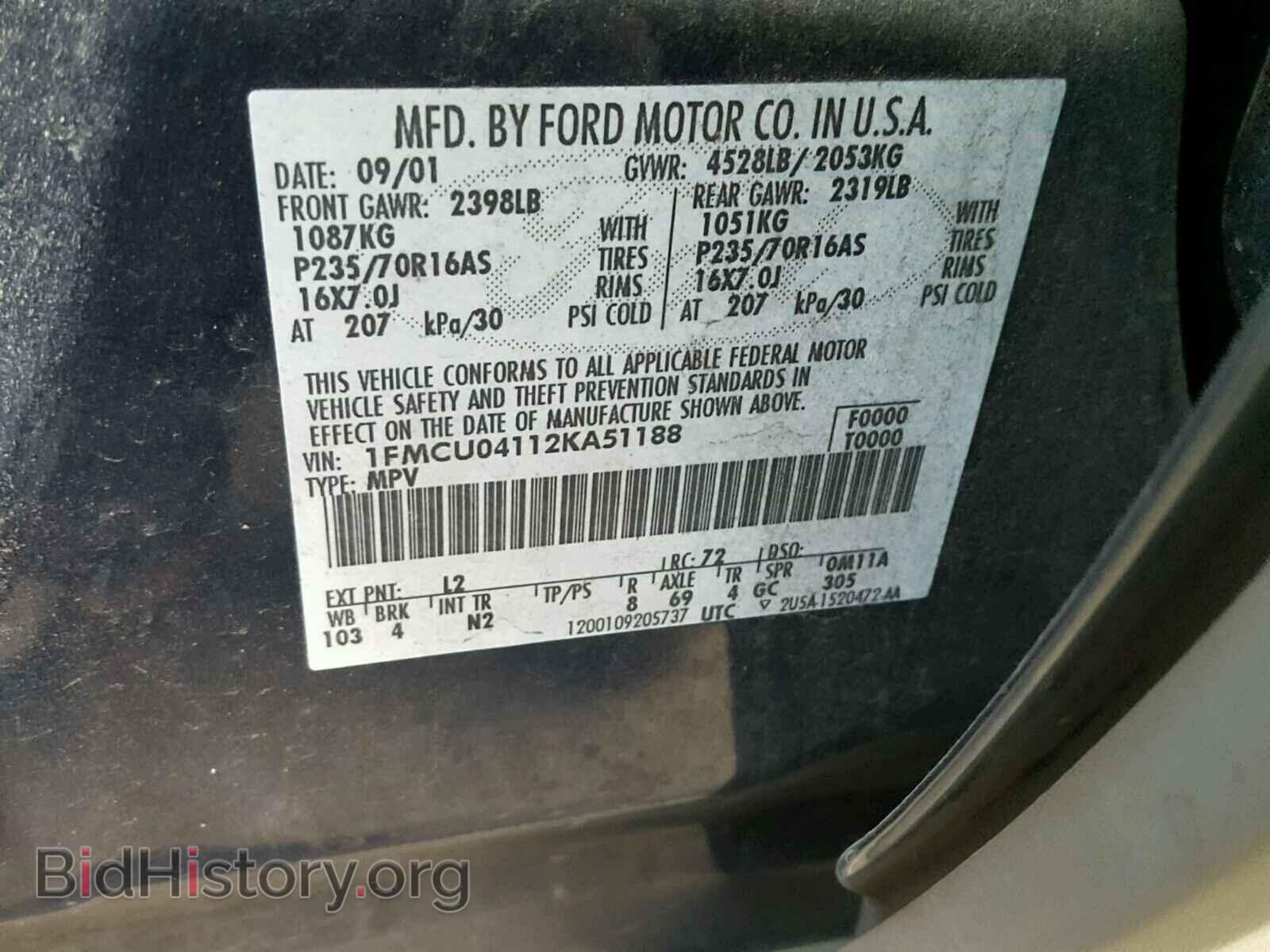 2002 FORD ESCAPE - VIN: 1FMCU04112KA51188 - Photo 10