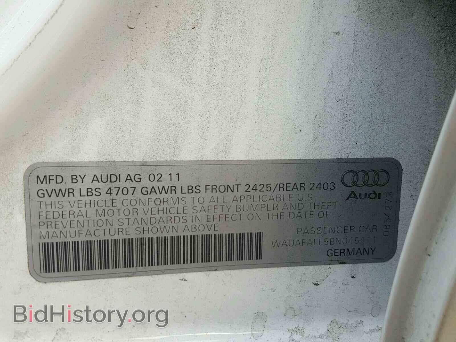 2011 AUDI A4 - VIN: WAUAFAFL5BN045111 - Фото 10