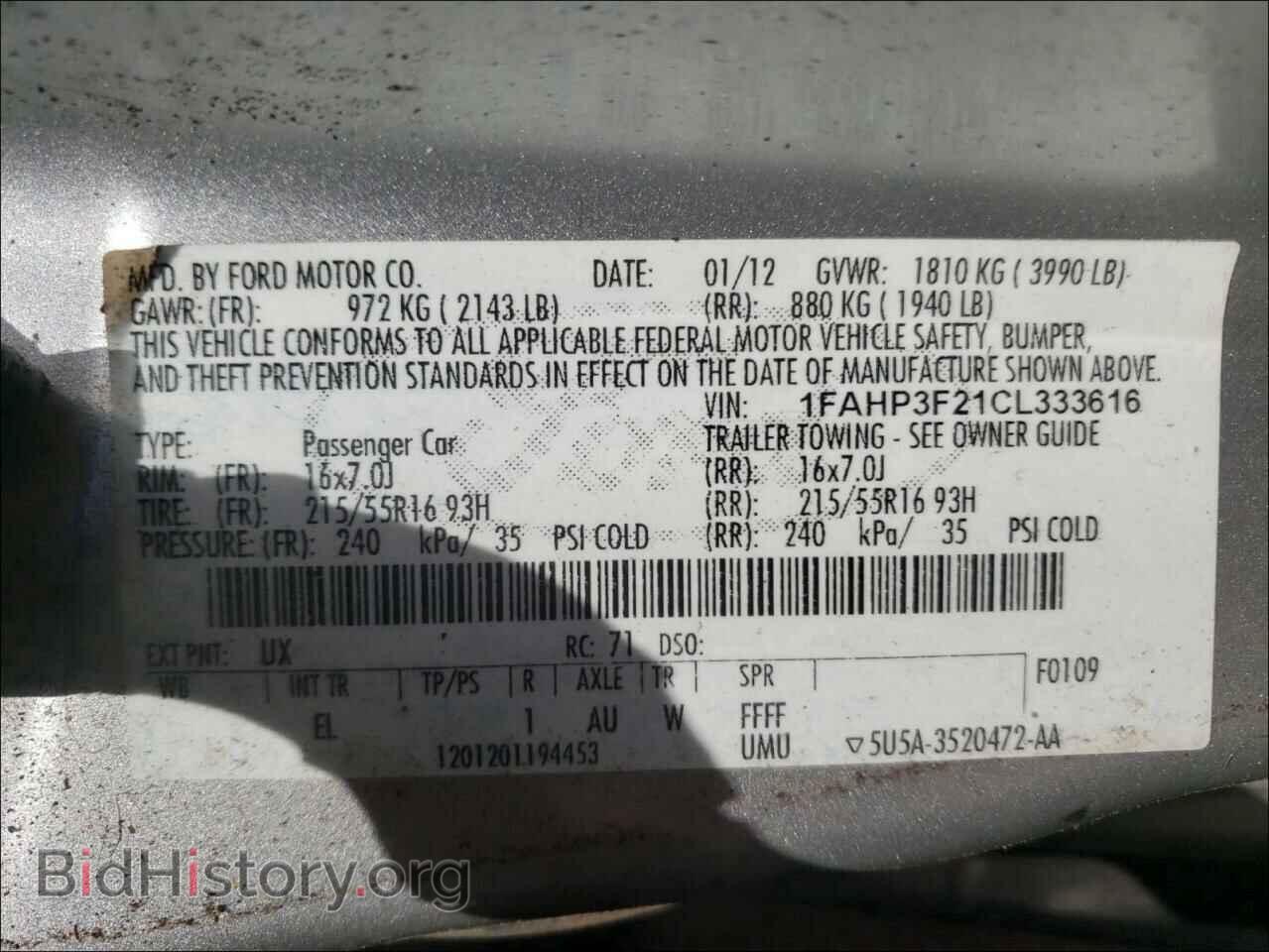 2012 FORD FOCUS - VIN: 1FAHP3F21CL333616 - Photo 10