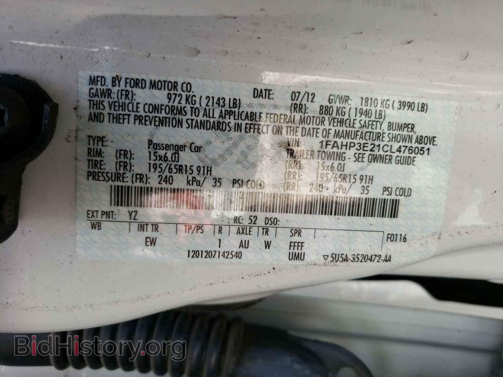 2012 FORD FOCUS - VIN: 1FAHP3E21CL476051 - Photo 10