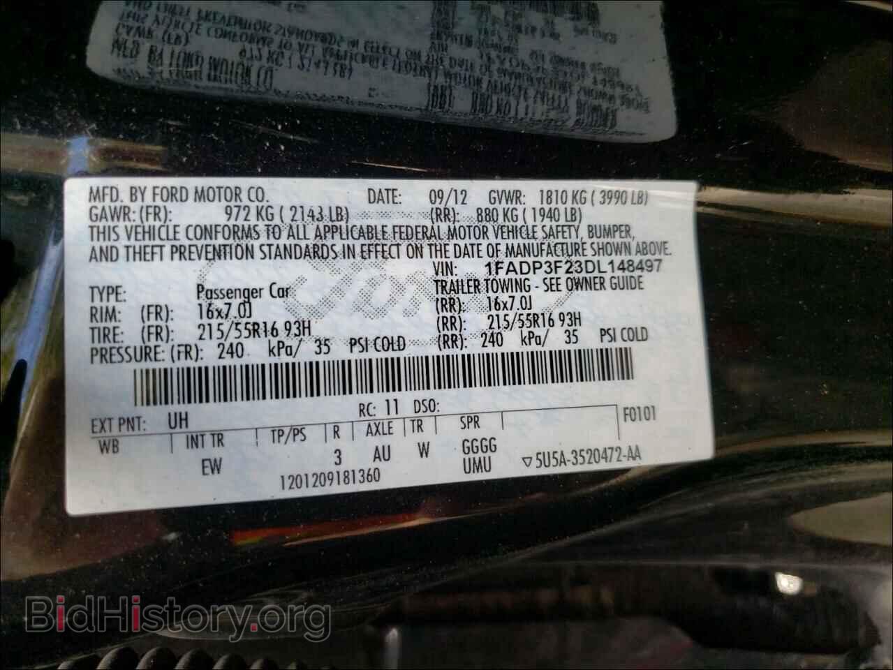 2013 FORD FOCUS - VIN: 1FADP3F23DL148497 - Фото 10