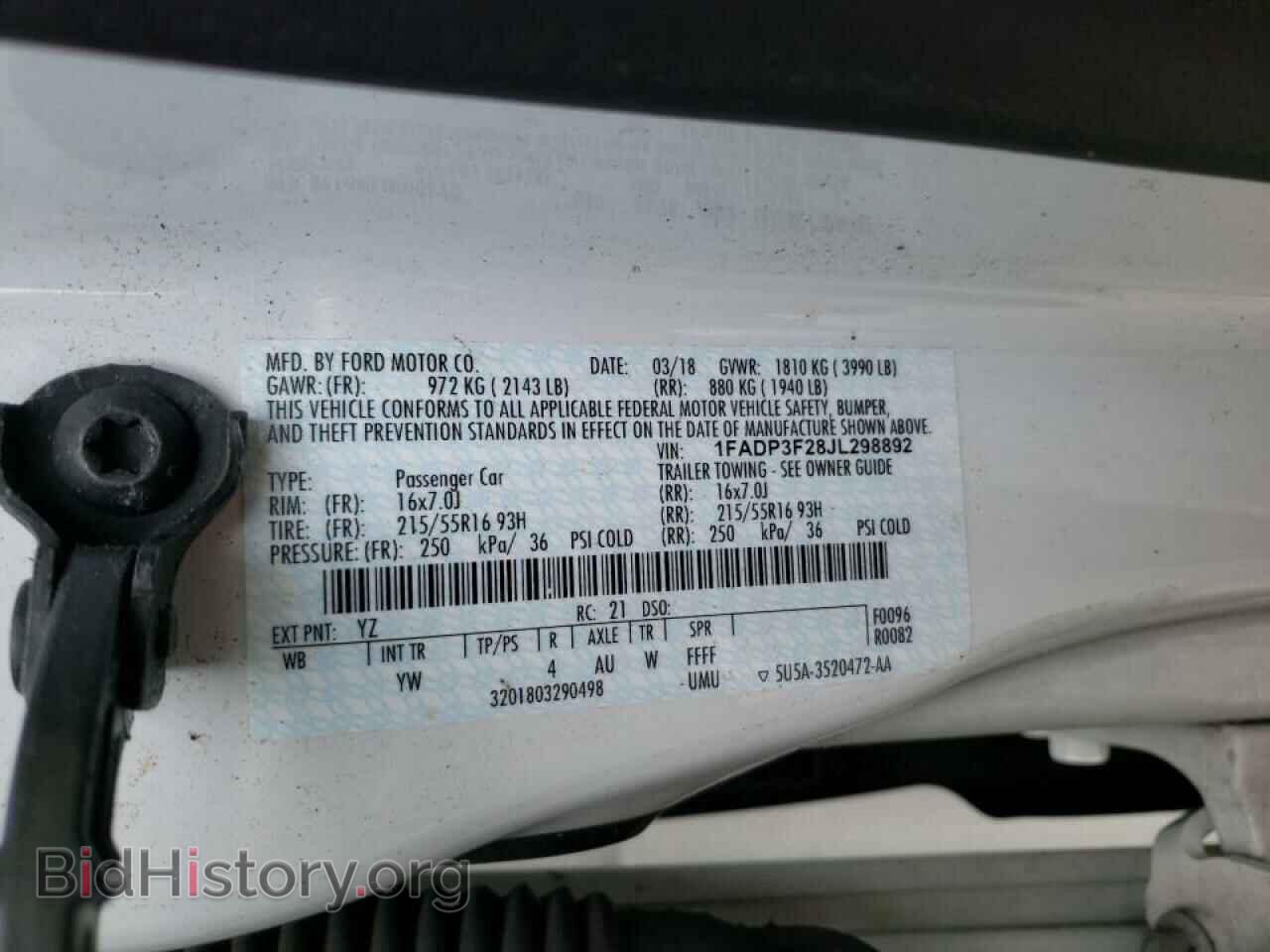 2018 FORD FOCUS - VIN: 1FADP3F28JL298892 - Фото 10