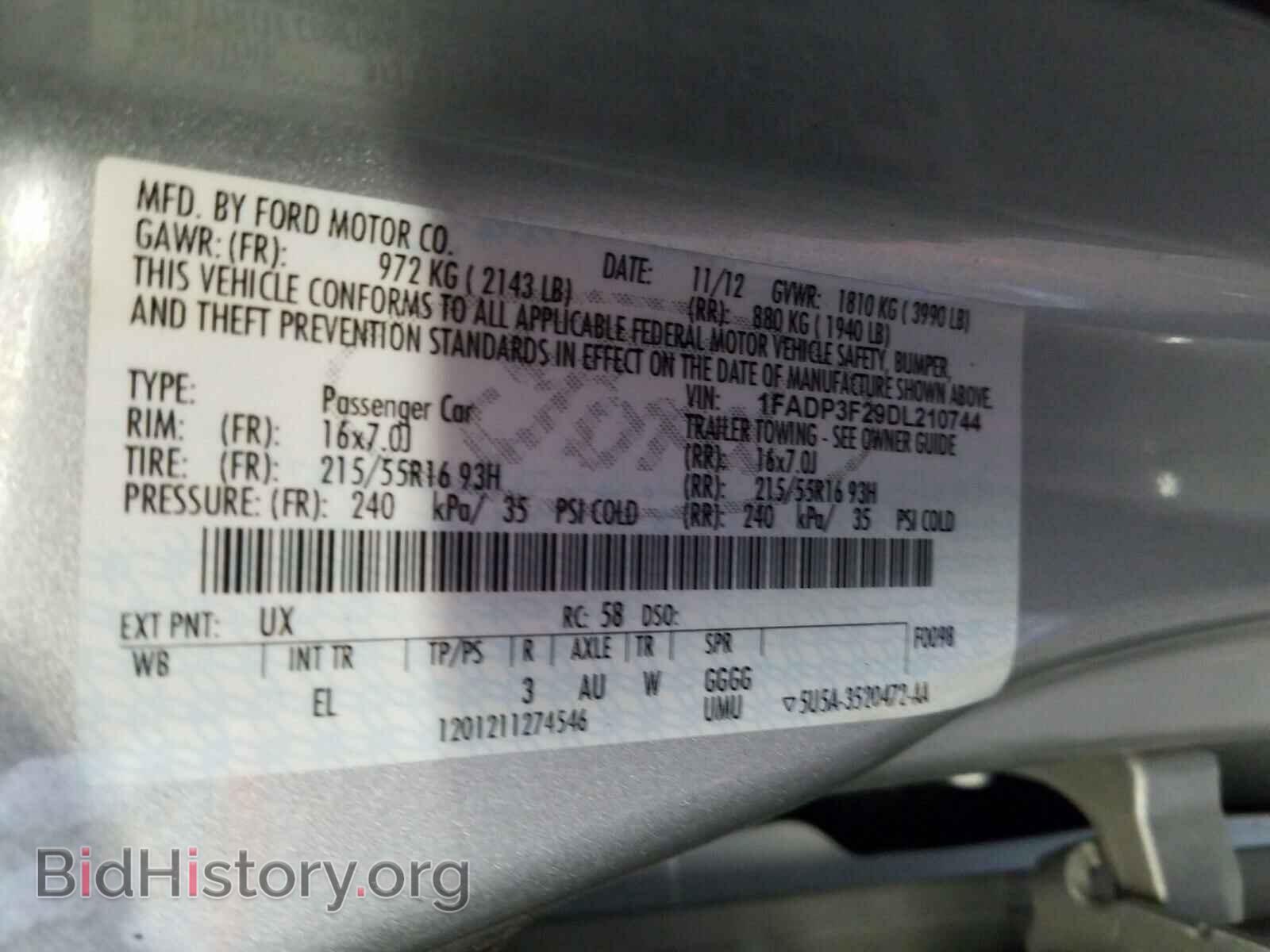 2013 FORD FOCUS - VIN: 1FADP3F29DL210744 - Фото 10