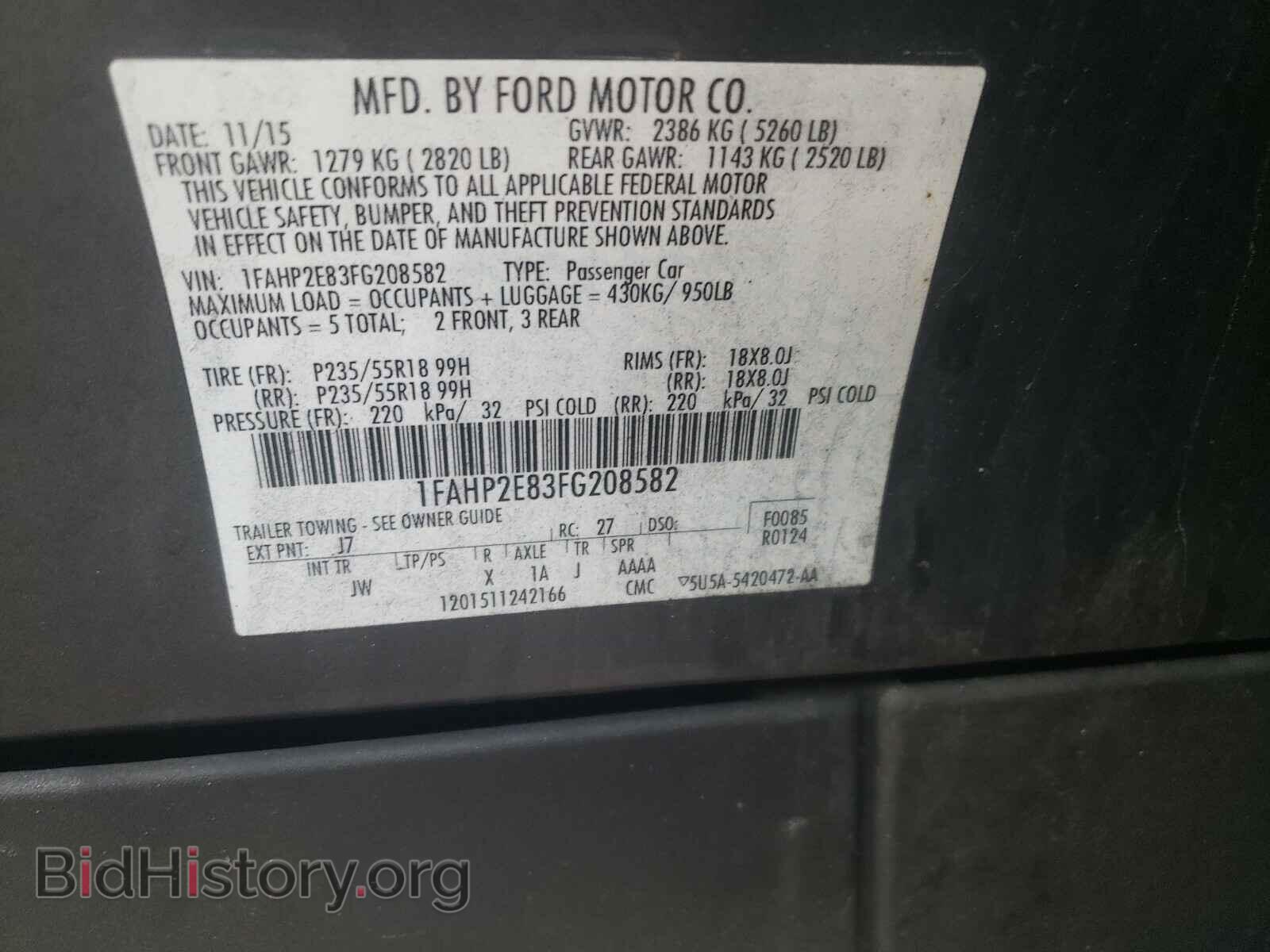 2015 FORD TAURUS - VIN: 1FAHP2E83FG208582 - Photo 10