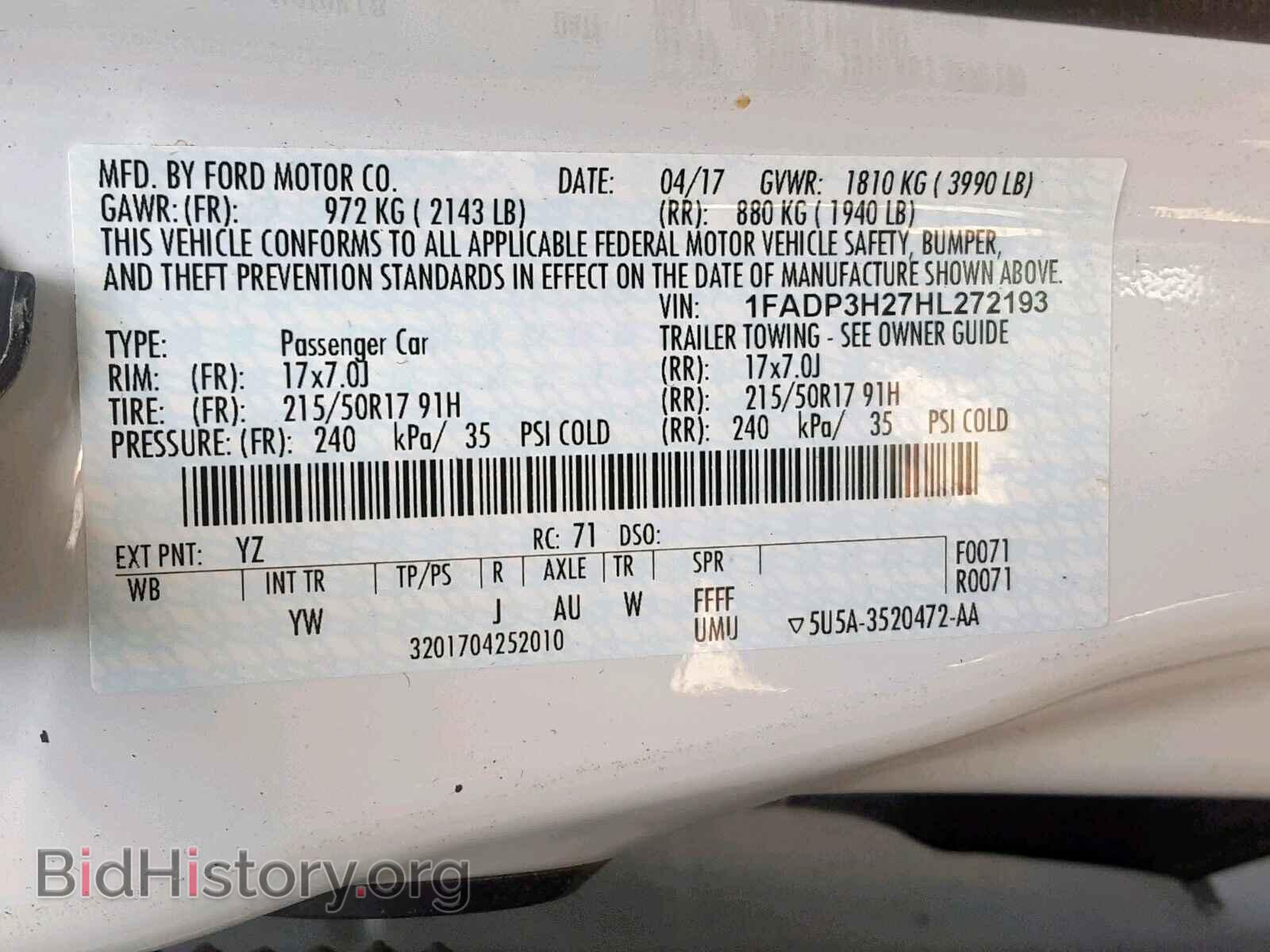 2017 FORD FOCUS - VIN: 1FADP3H27HL272193 - Photo 10