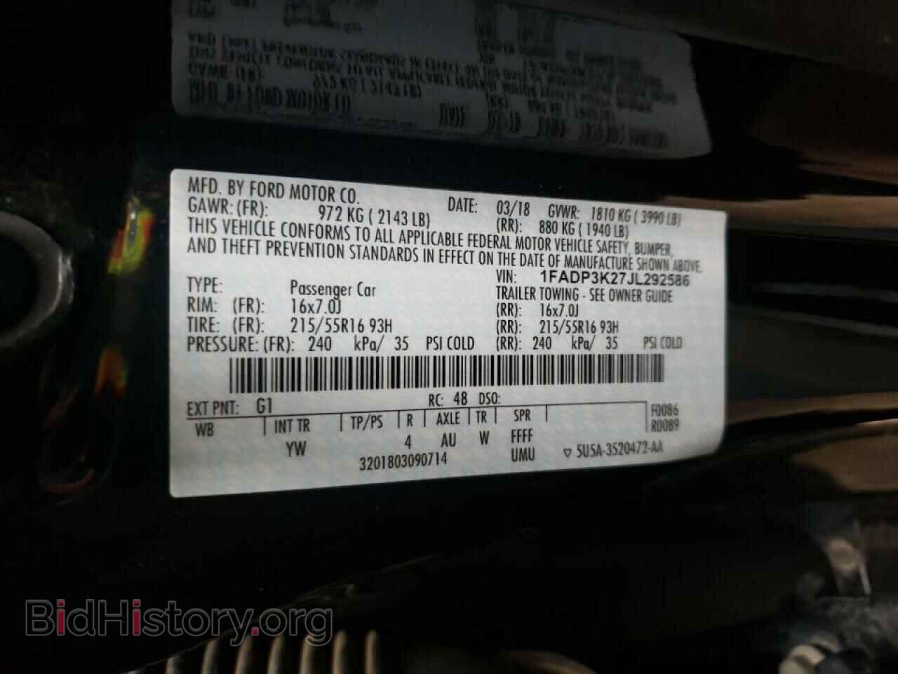 2018 FORD FOCUS - VIN: 1FADP3K27JL292586 - Фото 10