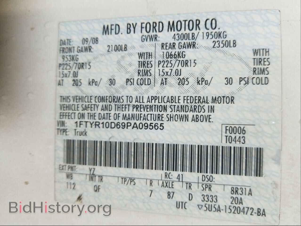 2009 FORD RANGER - VIN: 1FTYR10D69PA09565 - Фото 10