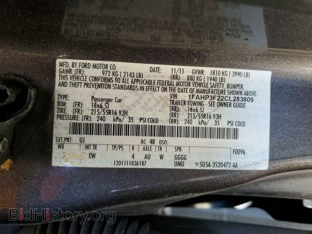 2012 FORD FOCUS - VIN: 1FAHP3F22CL283809 - Фото 12