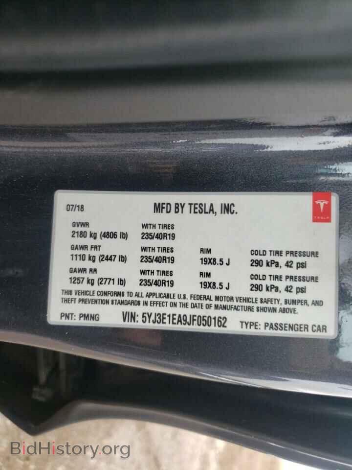 2018 TESLA MODEL 3 - VIN: 5YJ3E1EA9JF050162 - Фото 10