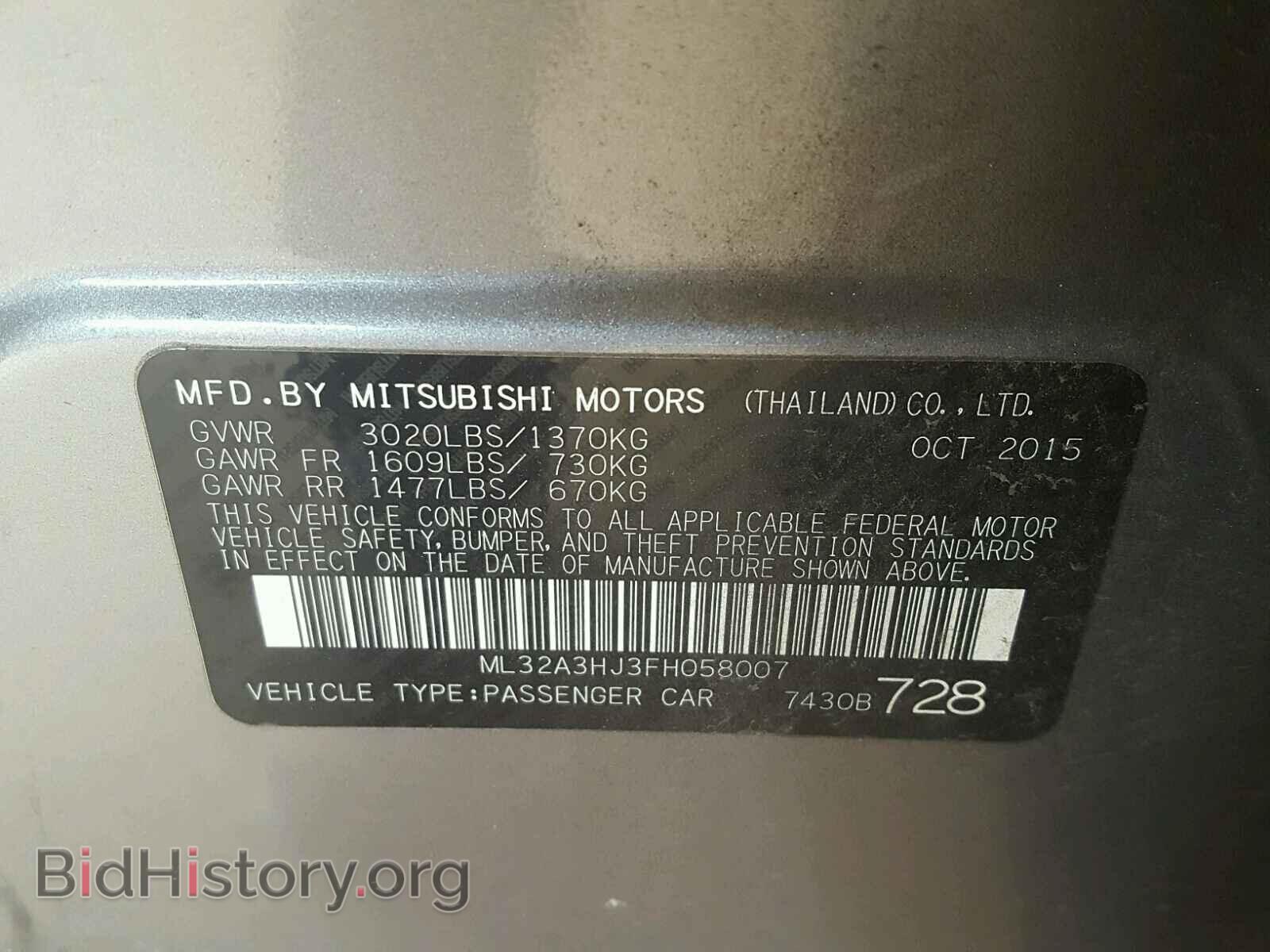 2015 MITSUBISHI MIRAGE - VIN: ML32A3HJ3FH058007 - Фото 10