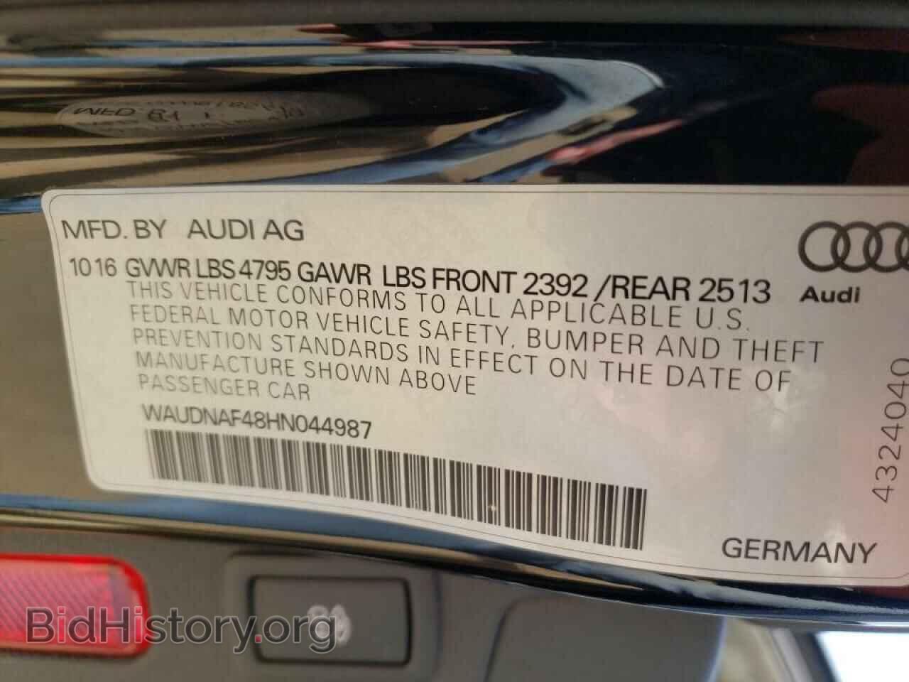 2017 AUDI A4 - VIN: WAUDNAF48HN044987 - Фото 10