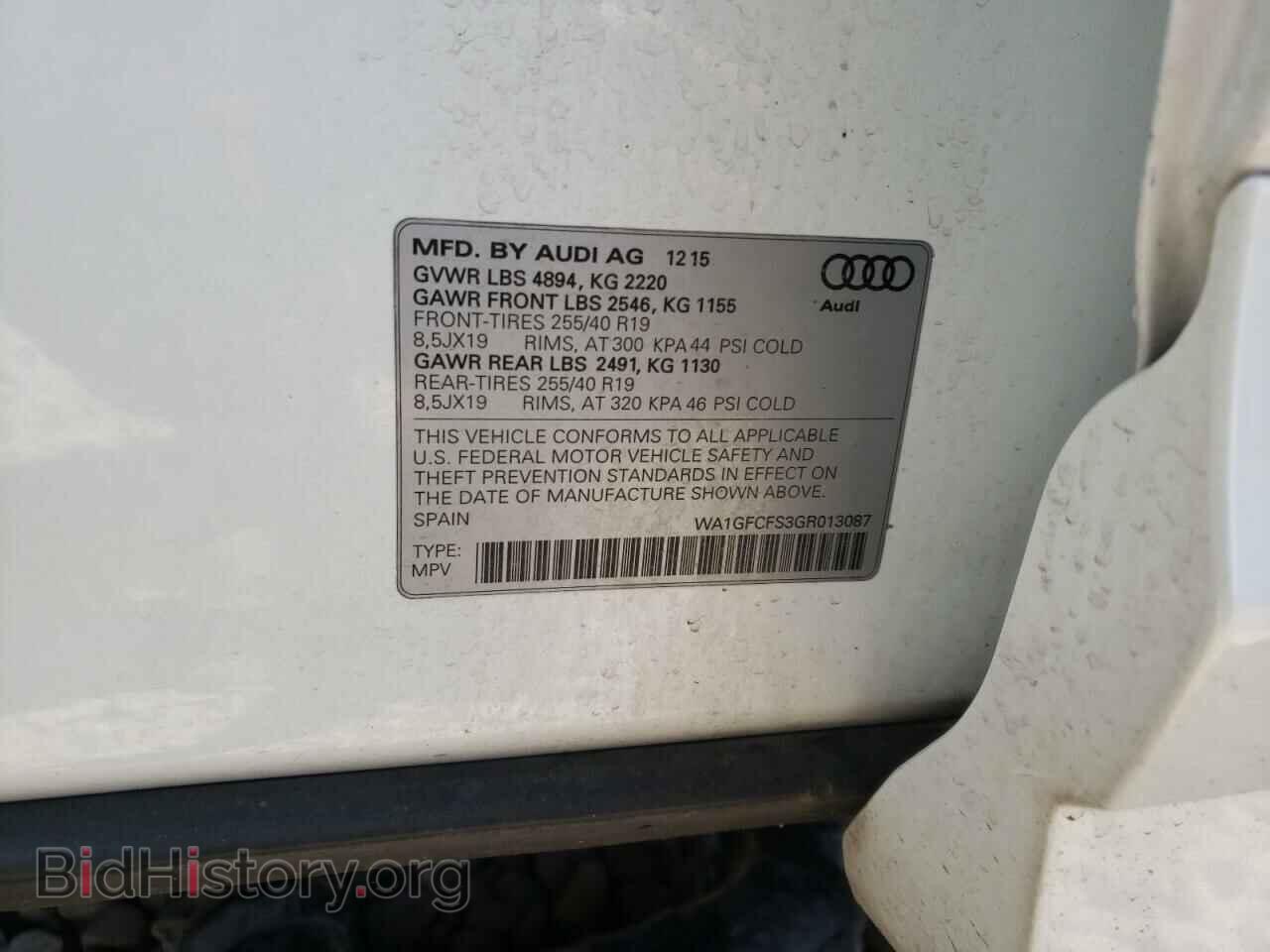 2016 AUDI Q3 - VIN: WA1GFCFS3GR013087 - Фото 10