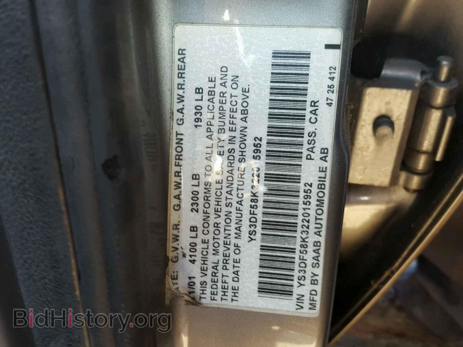 2002 SAAB 9 3 - VIN: YS3DF58K322015952 - Photo 10