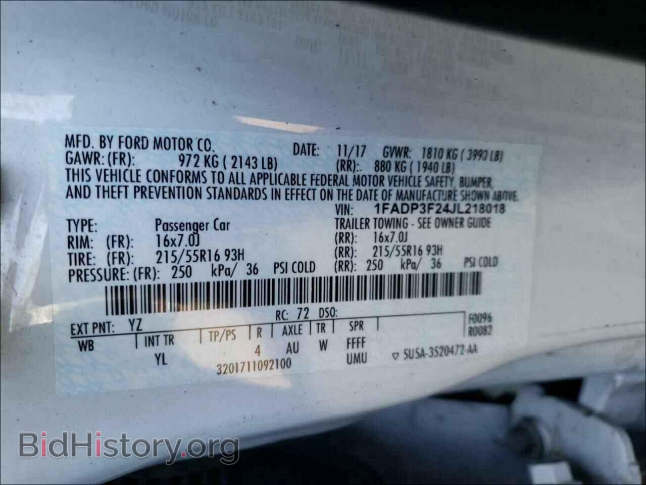 2018 FORD FOCUS - VIN: 1FADP3F24JL218018 - Фото 10