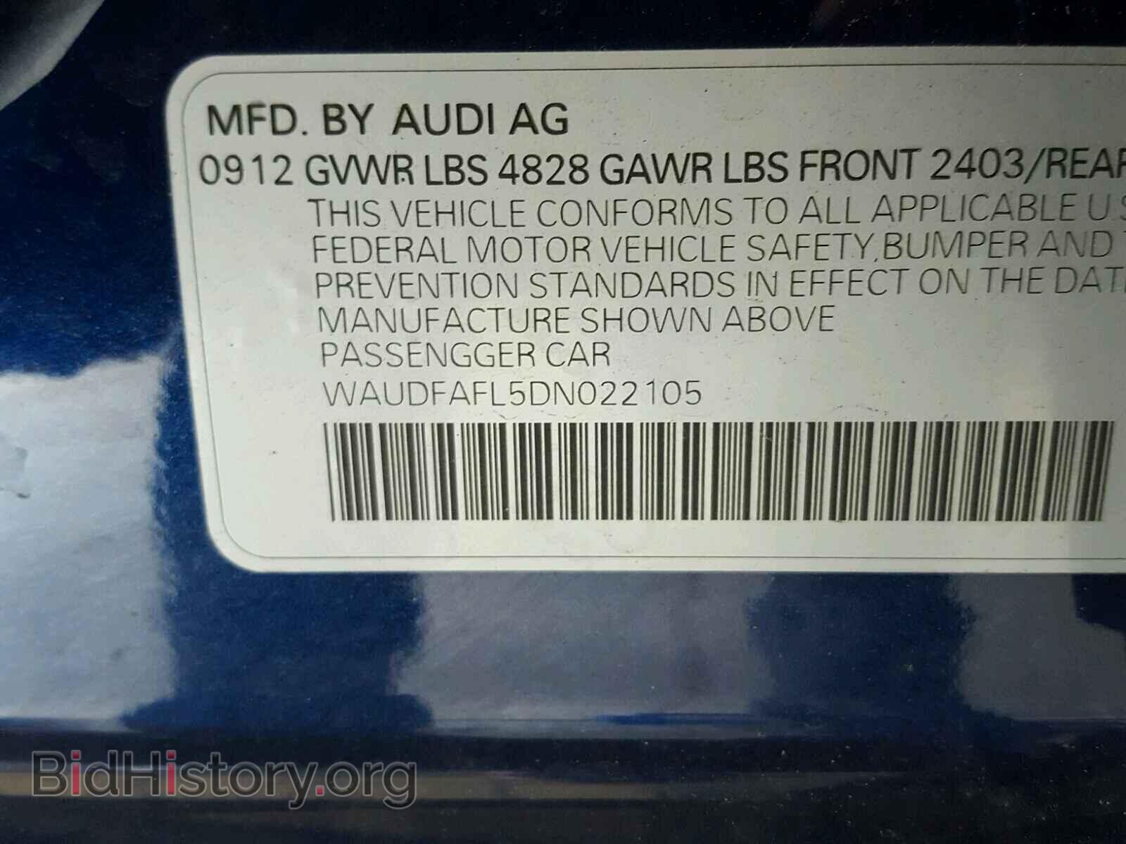 2013 AUDI A4 - VIN: WAUDFAFL5DN022105 - Фото 10