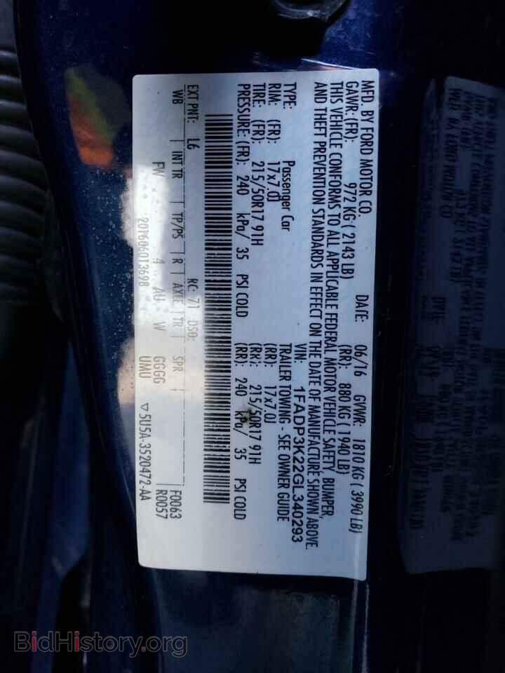 2016 FORD FOCUS - VIN: 1FADP3K22GL340293 - Фото 12