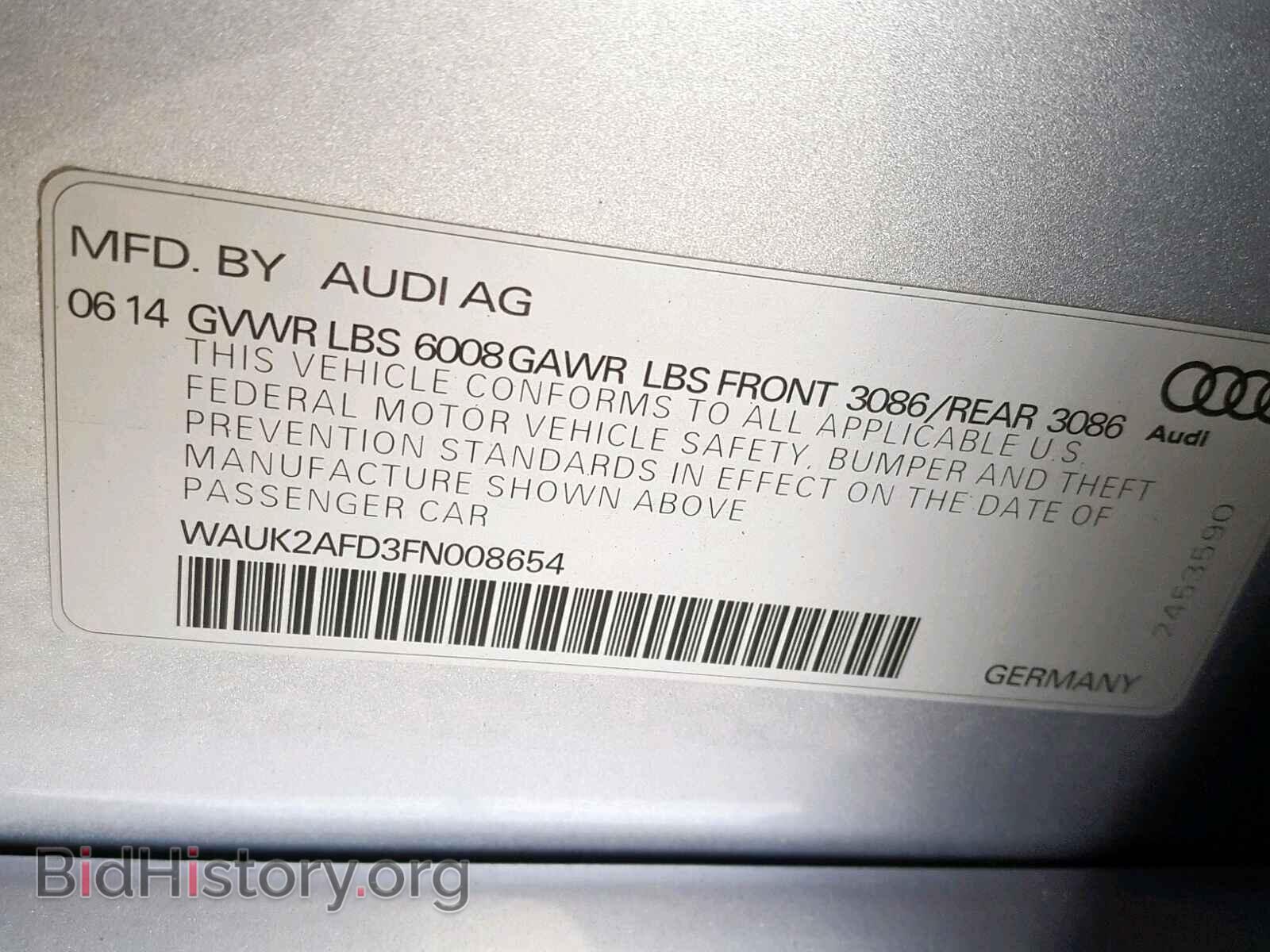 2015 AUDI S8 - VIN: WAUK2AFD3FN008654 - Фото 10